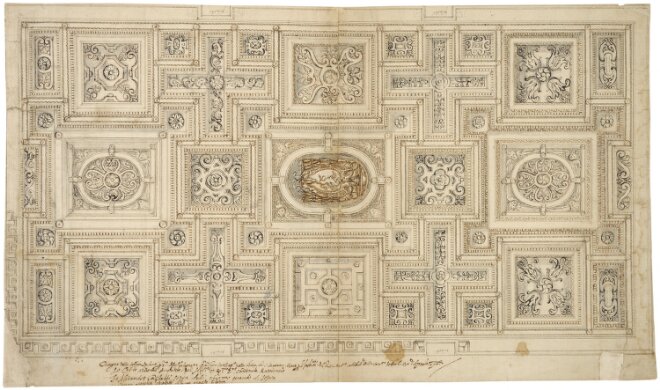 Rome: Santa Susanna. Project for the coffered ceiling of the nave, 1596