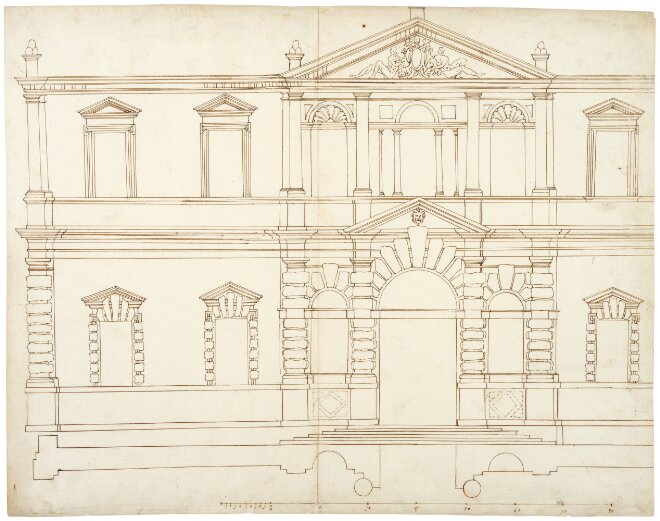 Rome: Villa Giulia, project for the elevation and plan of the exterior façade of the casino