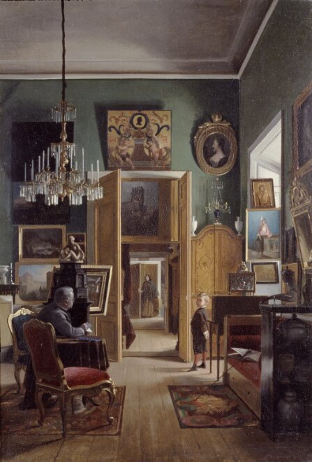 Interiör från konstnärens bostad i Arvfurstens palats, Stockholm